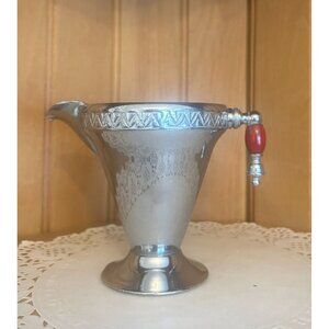 Vintage Manning Bowman Metal Creamer Art Deco Red Bakelite Handle